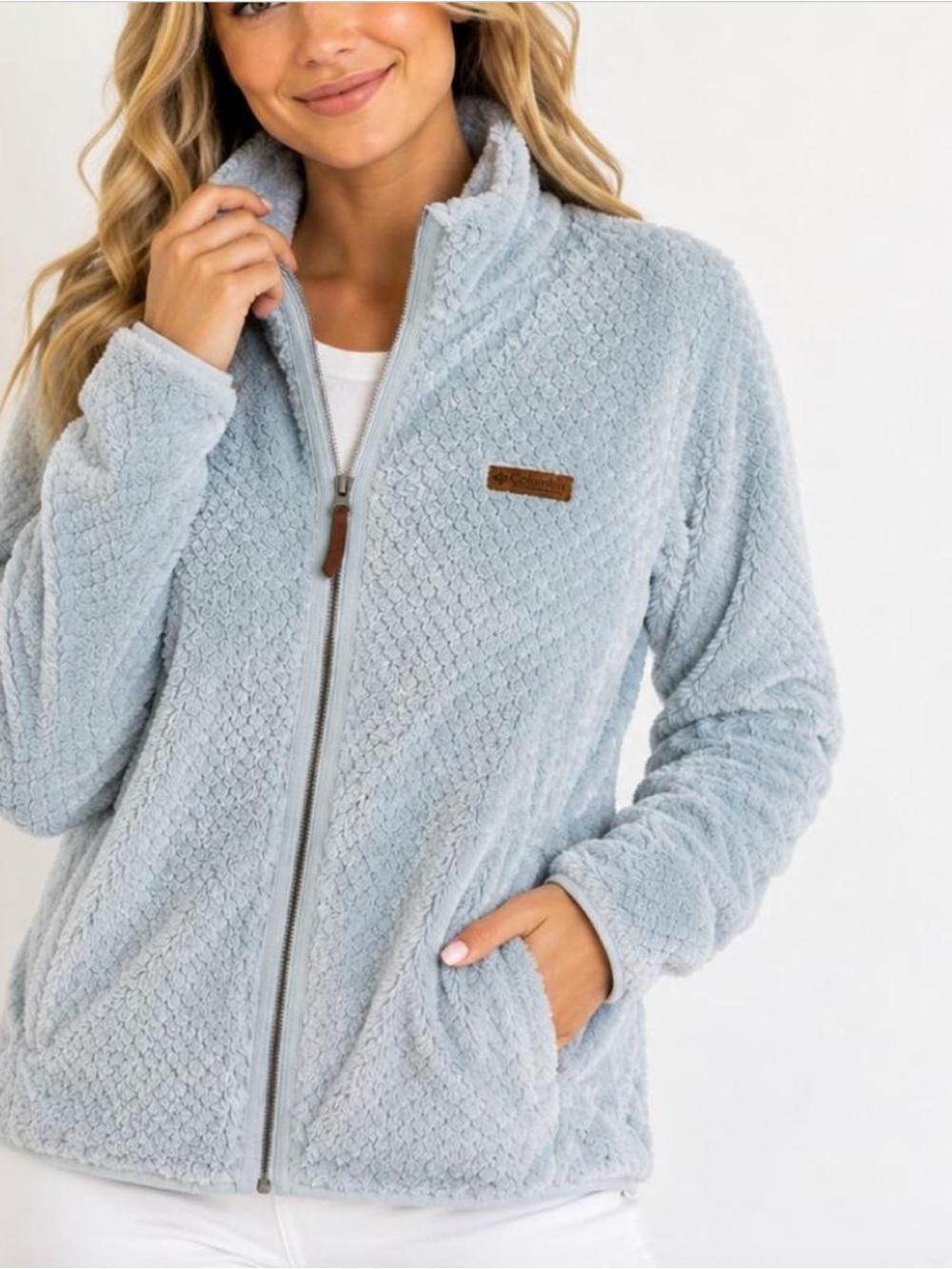 Columbia Light Blue Teddy Fleece Jacket - Full Zip